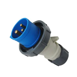 16 AMP 3 Pin Plug Industri IP67 Tahan Cuaca 250 Volt Biru, 16A-6H 200 V-250 V, 2P + E Digunakan dengan Caravan Berkemah Tenda