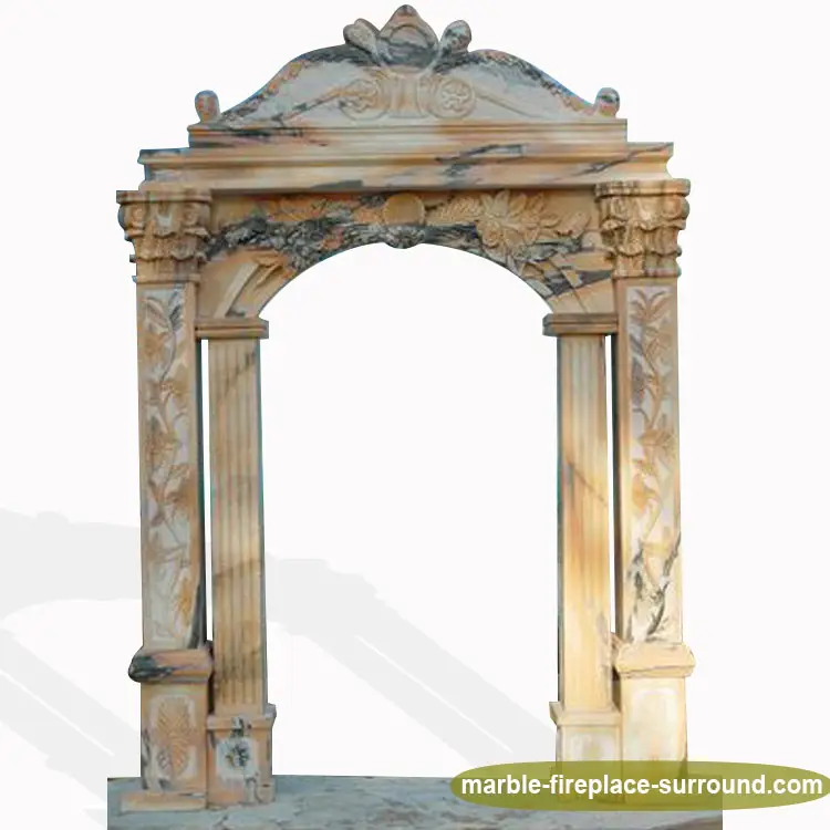 hand carved marble stone decorating gate frame door surround