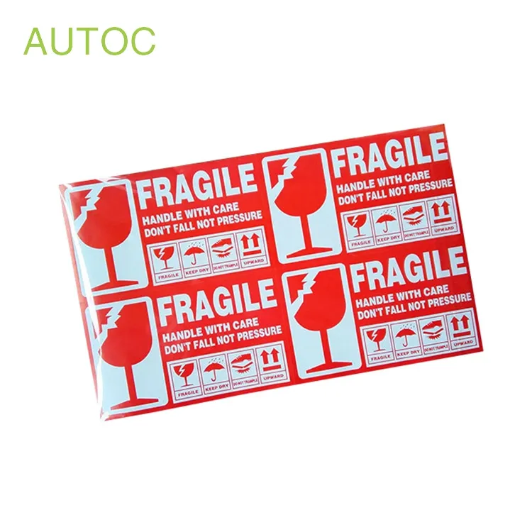 Adhesive Sticker Warning Fragile Shipping Label For Packaging Shipping Label Printer