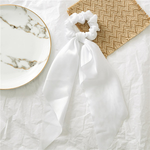 Pure Color Ponytail Holder Satin Scrunchies Hair Accessories Hair Hoop Long Scarf Hair Tie - Product Image 5