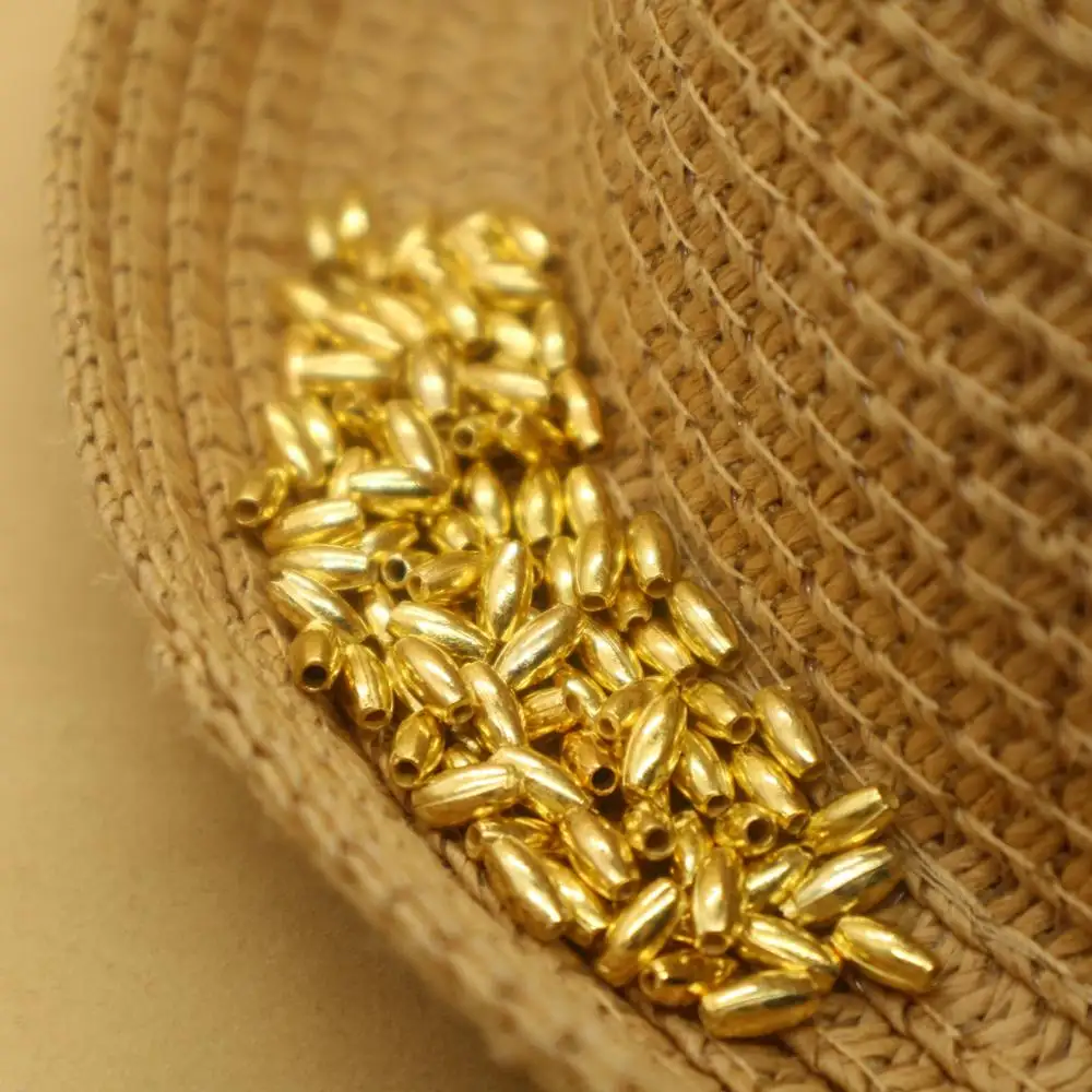 Wholesale ccb beads 3*6mm plastic rice shaped gold plated beads