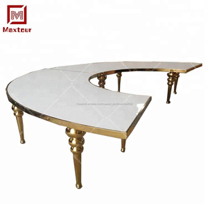 Moderno <span class=keywords><strong>de</strong></span> metal <span class=keywords><strong>de</strong></span> oro <span class=keywords><strong>de</strong></span> acero inoxidable media luna banquete mesas y sillas, - Product Image 3