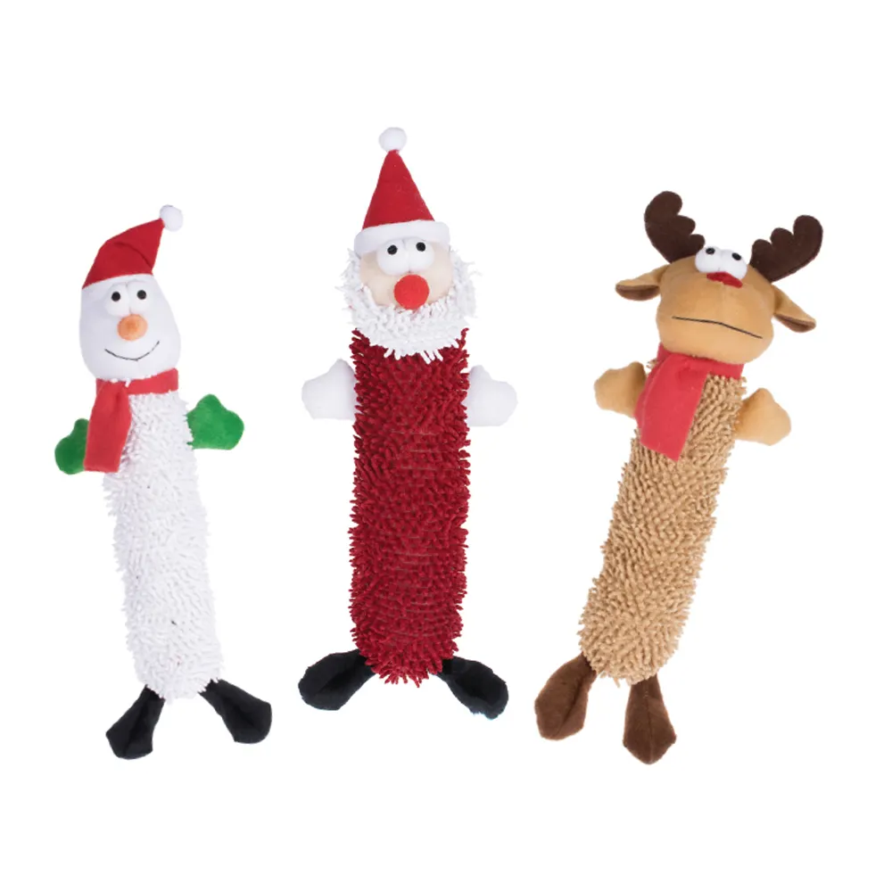 Soft Pet Products Squeaky Christmas Plush Reindeer Snowman Dog Toy Wholesale
