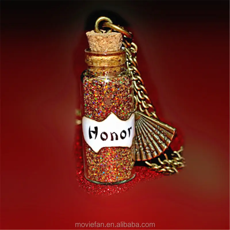 팬의 매력을 지닌 마법의 명예 목걸이 옛날 옛적에 Mulan Cosplay bronze tone Necklace