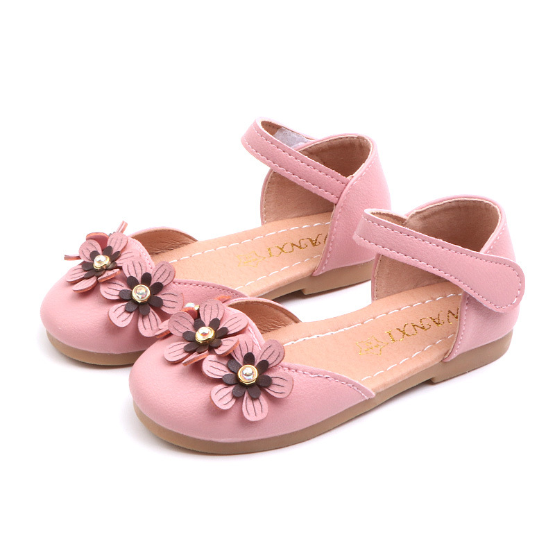 Hot selling beautiful flower girls children leather shoes