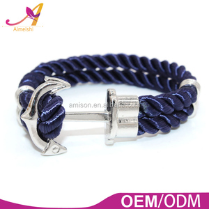 Moda Vintage Estilo Antiguo de la Aleación <span class=keywords><strong>del</strong></span> Ancla Cuerda Trenzada De Poliéster Para Hombre Pulsera de Anclaje - Product Image 5