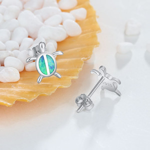 Hotsales 925 فضة الحيوان السلاحف بالجملة أوبال أقراط بفص - Product Image 4