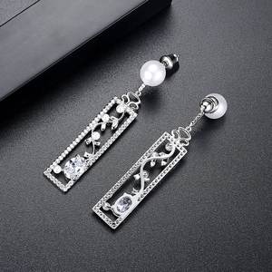 LUOTEEMI ต่างหู CZ รูปดอกไม้ทรงเรขาคณิต,ของขวัญสำหรับเพื่อนผู้หญิง - Product Image 6