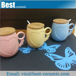 Taza <span class=keywords><strong>de</strong></span> café <span class=keywords><strong>de</strong></span> cerámica con tapa <span class=keywords><strong>de</strong></span> bambú y cuchara <span class=keywords><strong>de</strong></span> cerámica, taza <span class=keywords><strong>de</strong></span> té con cuchara y tapa <span class=keywords><strong>para</strong></span> oficina en casa. - Product Image 1