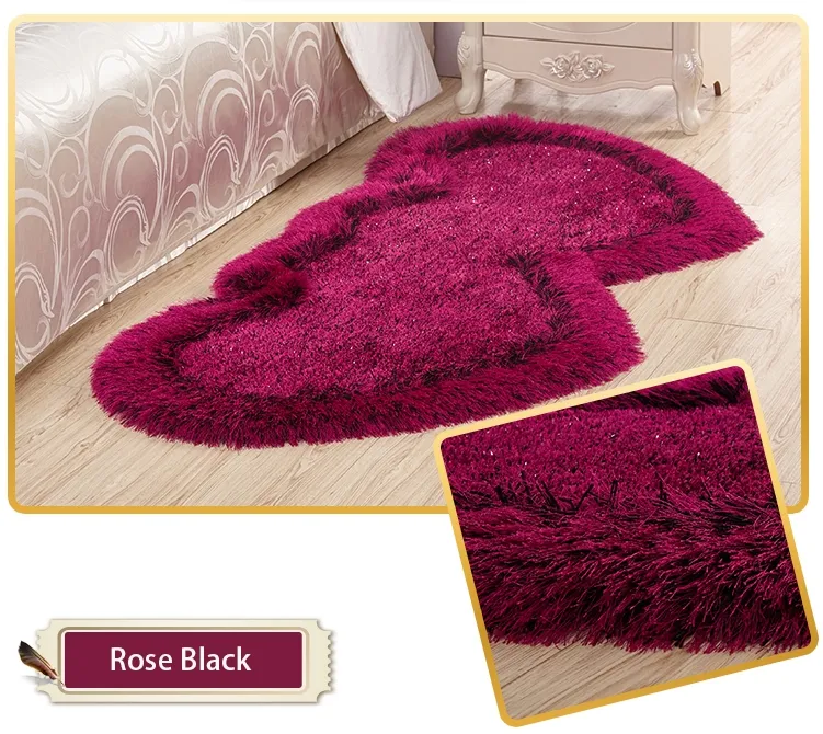 Poliéster color rosa corazón alfombra shaggy