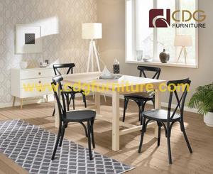 Mesas de café de alta resistencia, sillas de aluminio apilable con respaldo cruzado, estilo Industrial Vintage, Material de madera de hierro, uso interior para restaurante - Product Image 2
