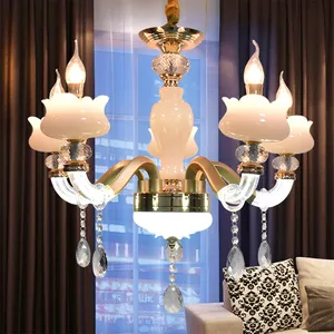 Lampu gantung kristal giok dekoratif, lampu gantung Modern rumah Hotel kristal mewah