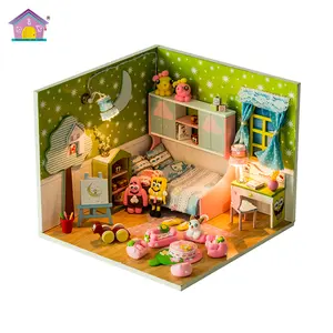 Maison de poupées miniature, en bois, bricolage, pour enfants, à vendre, prix d'usine