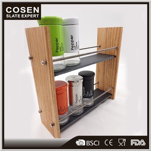 <span class=keywords><strong>3</strong></span> Niveau Moderne Contemporain Style Commercial Ardoise En Bois Étagère À Épices - Product Image 1