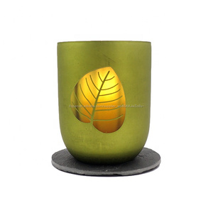 Venta al por mayor vintage hecho a mano y <span class=keywords><strong>bar</strong></span> uso verde frasco de vidrio vela - Product Image 1