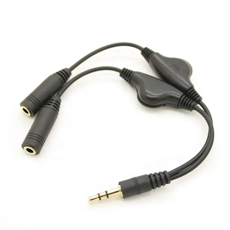 Dual 3.5mm female Headphone Stereo Aux Audio Y Splitter Cable With Separate Volume Control