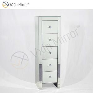 Vxin <strong>Mirror</strong> WXF-006 Five Drawer Silver Glass Nightstand <strong>Bedside</strong> Table Mirrored <strong>Bedside</strong> Table - Product Image 5