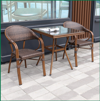 Fauteuils de restaurant en rotin tressé avec cadre en aluminium Uplion, fauteuil de bar bistrot pour café