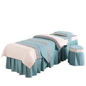 Set Bantal Tempat Tidur Pijat Warna Solid, Set Kursi Bantal 1800T Brushed
