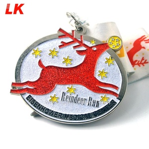 Chất Lượng Cao Tùy Chỉnh Hình Long Lanh Mạ Chết Đúc Màu Đỏ Santa Claus Cây Giáng Sinh Khắc Kim Loại Huy Chương Với Ribbon - Product Image 6