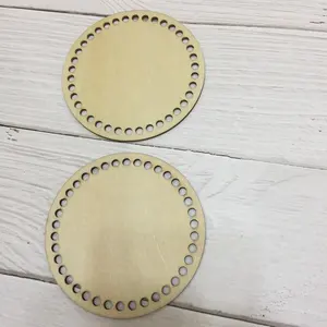 Base en bois à Crochet, 10 pièces, pour bricolage, cercle blanc