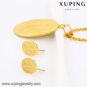 63789 Xuping dubai 24K color oro estilo religioso Virgen Maria aretes y collar set de joyas para mujeres - Product Image 2