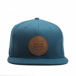 Venta al por mayor, oem, 6 paneles, 100% poliéster, trampa, hip hop, parche de cuero personalizado, logo, snapback, sombreros