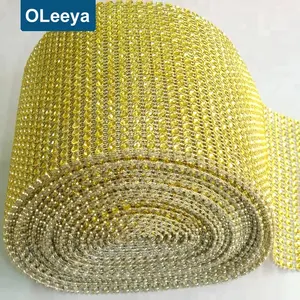 24 rows 4mm 10 yards/roll plastic mesh trimming rolls without zircons plastic rhinestone mesh trimming