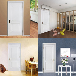 Puerta de Madera para Baño con Imprimación Blanca, Diseños de Puertas de Madera de una Sola Hoja, Pintura Blanca, Precio Económico - Product Image 2