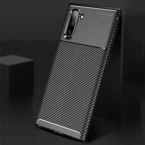 Untuk Samsung GALAXY Catatan 10 Cover Case Carbon Fiber Lembut TPU Mobile Phone Case