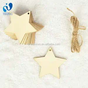 Wanuocraft Wood Christmas Ornaments Hanging Wooden Star Decoration with Ropes for Embellishments, Wedding, DIY, Craft, Festival