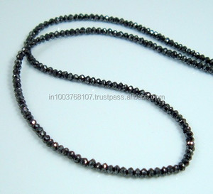 Excellent 500 Carats Naturel Noir Diamant À Facettes Rondelle Perles Brins 1.50-4.5mm pour la Fabrication de Bijoux Diamants En Vrac - Product Image 3