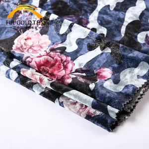 Nieuwe Producten Luxe Ks Folie Duitse Print Camouflage Knit Stof Fluweel Materiaal Online