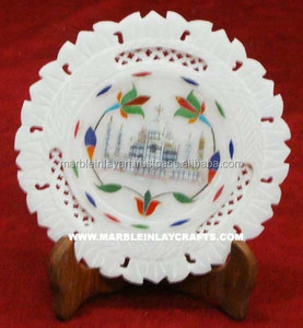 Plaque décorative en marbre incrusté de fantaisie - Product Image 1