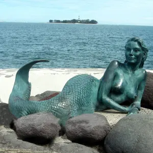 Levensgrote Tuin Decoratie Metal Art Brons Mermaid Sculptuur