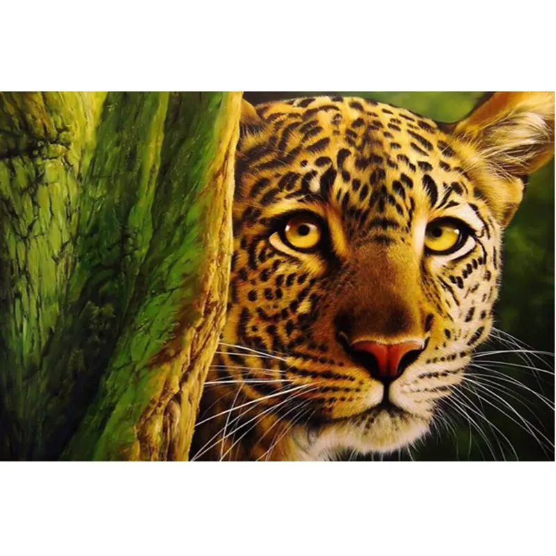 Round Square Drill The Hidden Leopard Diamond Painting Diy Full Drill Animal Diamond Embroidery Home Wall Decor For Room