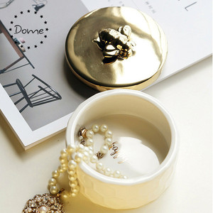 Wholesale <strong>Round</strong> Gold Silkworm Trinket <strong>Box</strong> Ceramic Jewelry <strong>Box</strong> - Product Image 6