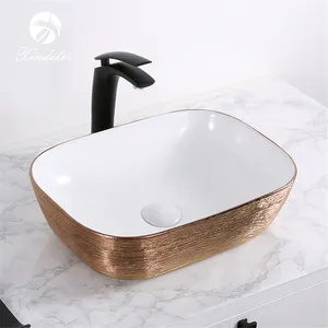 Professional supplier white rose gold ceramic modern electroplated new model wash basin bathroom sink price