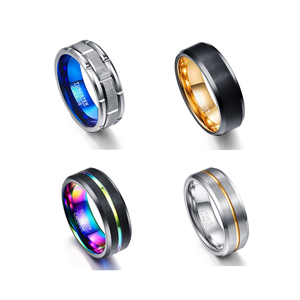 Anello 6/8mm moda opaco finito Mens fascia nero/blu anelli in carburo di tungsteno - Product Image 3