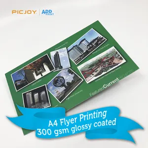 A4 300gsm Glossy Gecoat Papier Goedkope Flyer Printen Groothandel Offsetdruk Brochure Papier & Karton Gevouwen Folder