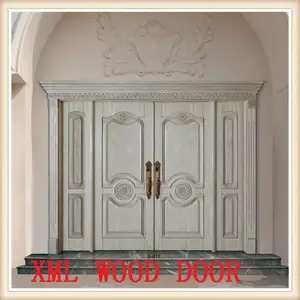 现代设计大房子入口手工雕刻实心木门