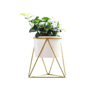 Étagères de fleurs en fer forgé doré, petit support de jardinière pour l'extérieur - Product Image 1