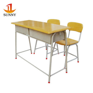 Escritorio y Silla Escolar Doble Moderna, Precios de Conjunto de Escritorio y Silla Populares, Muebles Escolares, Asiento Doble Personalizado para Escuela - Product Image 3