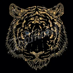 Hot Sale Bling Animal Rhinestone motif Tiger Transfers Customized Appliques