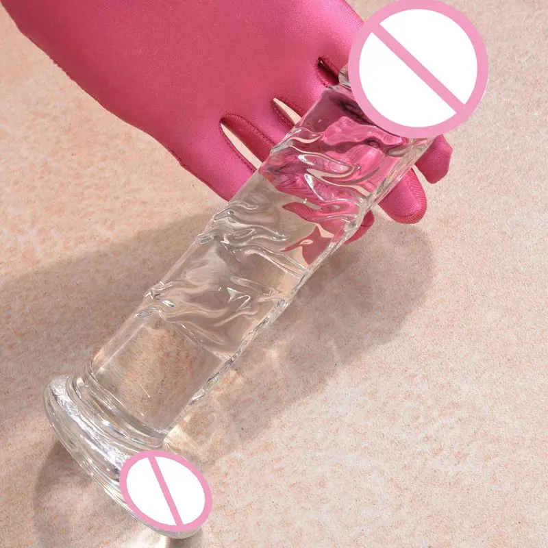 Mainan Seks 25CM Penis Kaca Kristal Dildo Penis Transparan untuk Masturbasi