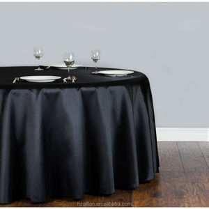 132 inch shantuang silk round tablecloth in black colour