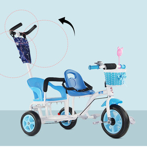 Wholesale Good Quality Double Seat Children Toy Tricycle for <strong>Twins</strong> 2 Seat/baby <strong>Trike</strong> with Push bar for 3-5 Years Old - Product Image 6