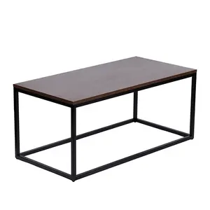 Quadrato di legno marrone tavolino top end con scatola in acciaio grezzo cornice living room furniture