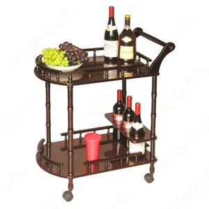 Houten Thuis Koffie Serveren Trolley Salon Drankjes Bar Kar Met Wijnfles Rack