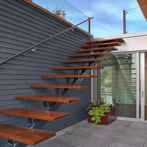Escalera Moderna <span class=keywords><strong>de</strong></span> <span class=keywords><strong>Madera</strong></span> con Barandillas Decorativas <span class=keywords><strong>de</strong></span> Acero Inoxidable, Cables/Tuberías, <span class=keywords><strong>Escaleras</strong></span> Rectas <span class=keywords><strong>para</strong></span> el Hogar - Product Image 3